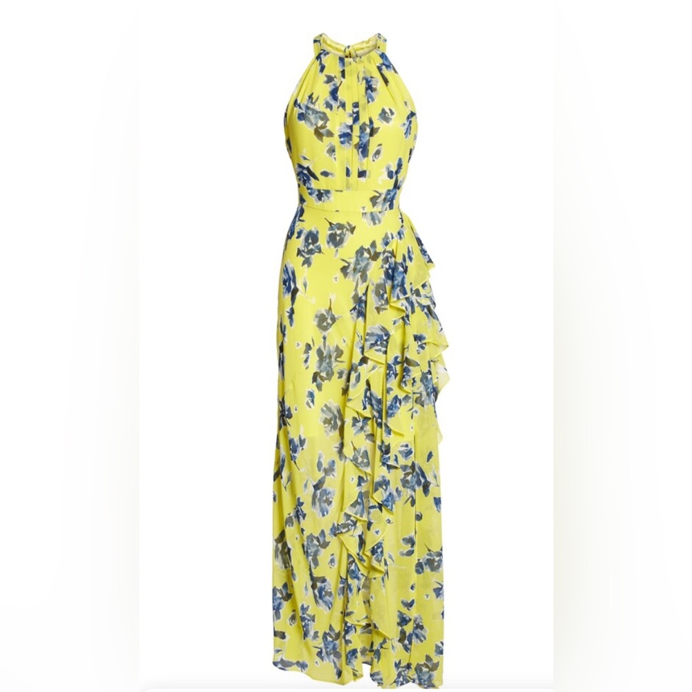 Eliza J Halter Ruffle Maxi Dress size 10